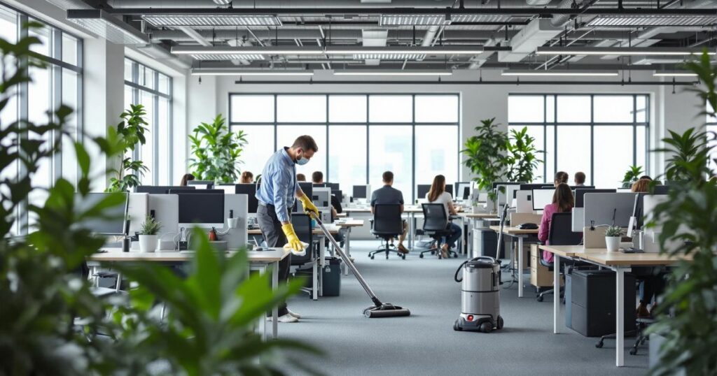 Laufende Büroreinigungsarbeiten in hessen, deutschland