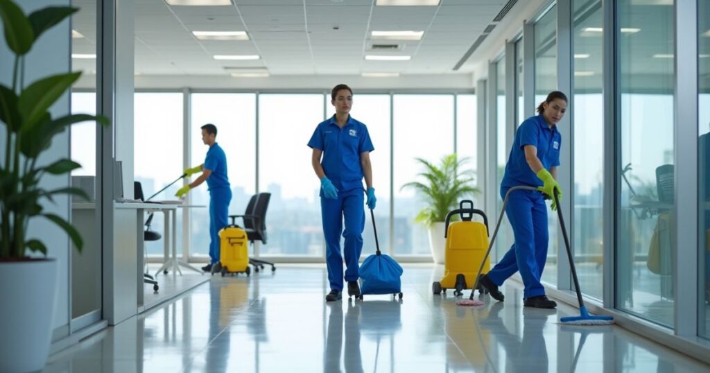 Professionelles Reinigungsteam reinigt ein Büro in Staufenberg