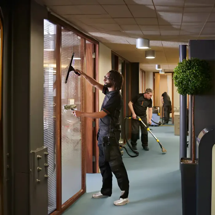 Das Team reinigt die Bürofenster und saugt die Böden in Betzdorf