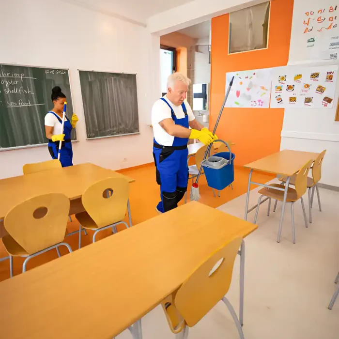 Reinigungspersonal einer Schule in Reutlingen